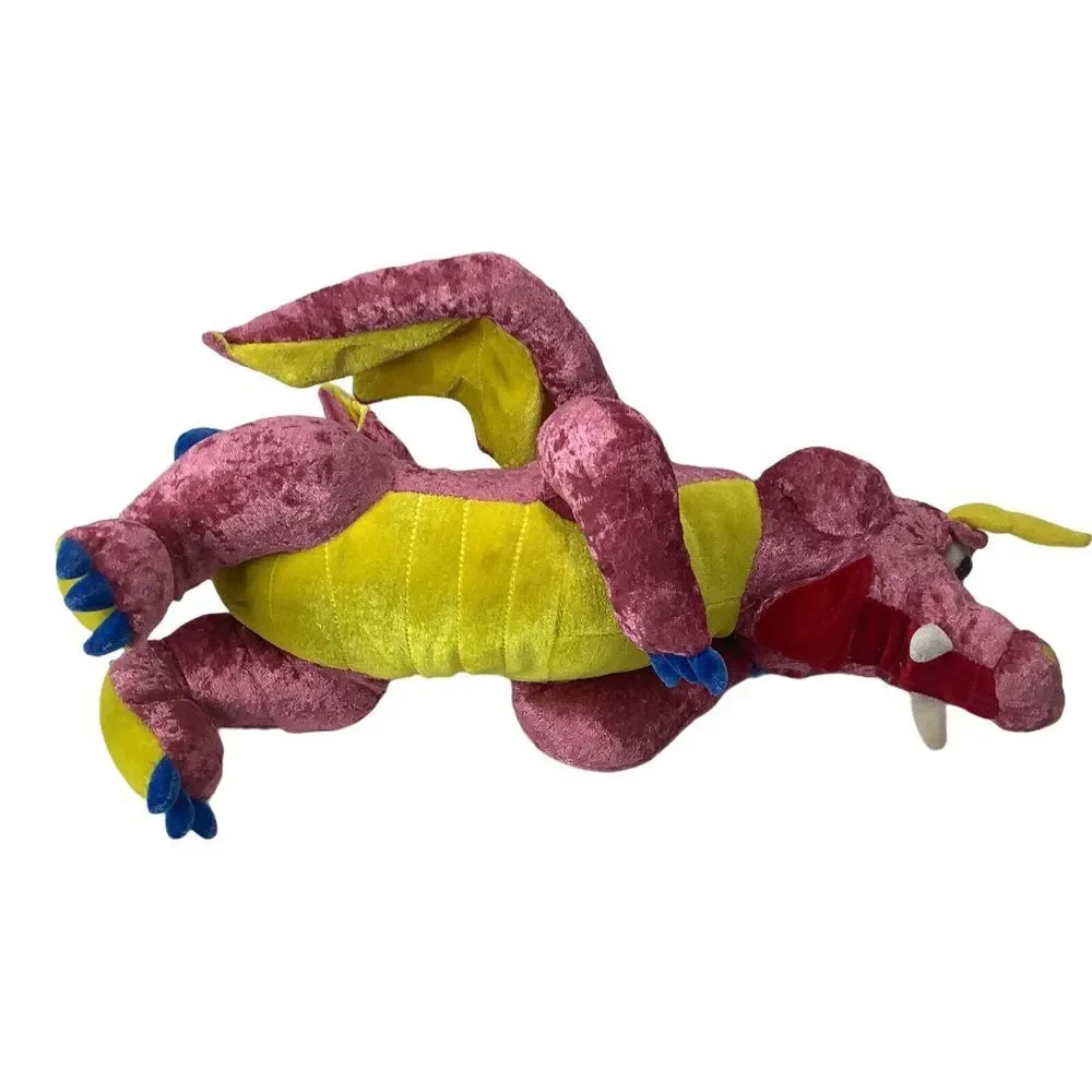 Dragon Plush Pink Yellow toy Wings Fangs 17